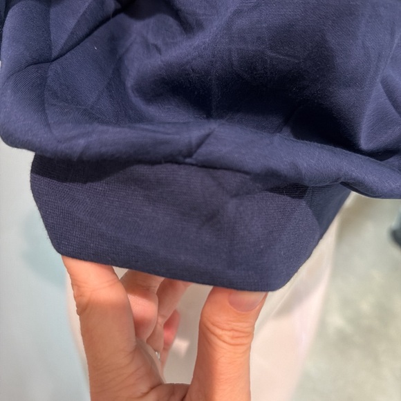 NWTElegant Navy Sheer Yoke High neck line puff sleeve super soft stretch bottom - Picture 6 of 8